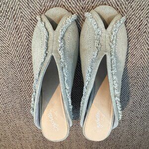 Seychelles Anthropologie Shoes Blue Denim Fringe 7.5M Lightly Worn
